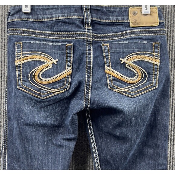 Silver Jeans Women 30x30 Tuesday Slim Bootcut Dark Wash Embroidered Indigo Denim - Picture 12 of 16